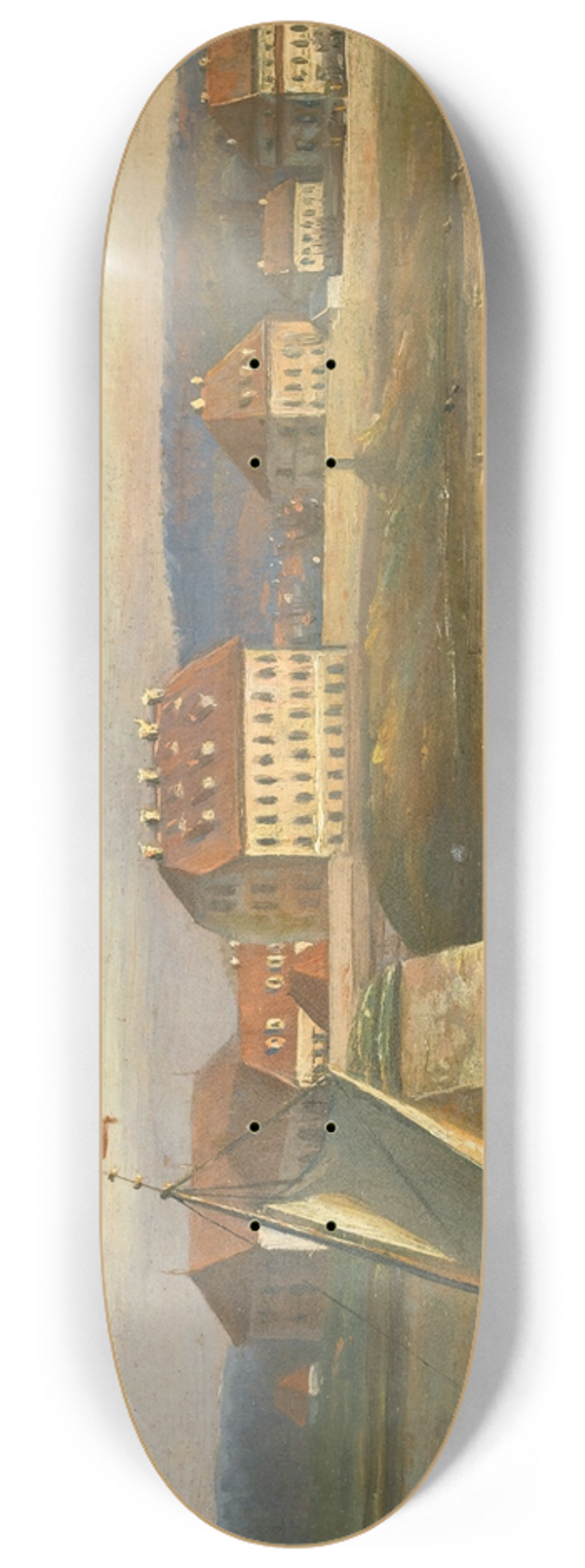 Johan Christian Dahl - View Over The Elbe And The Barracks 8.25 inch art skate deck