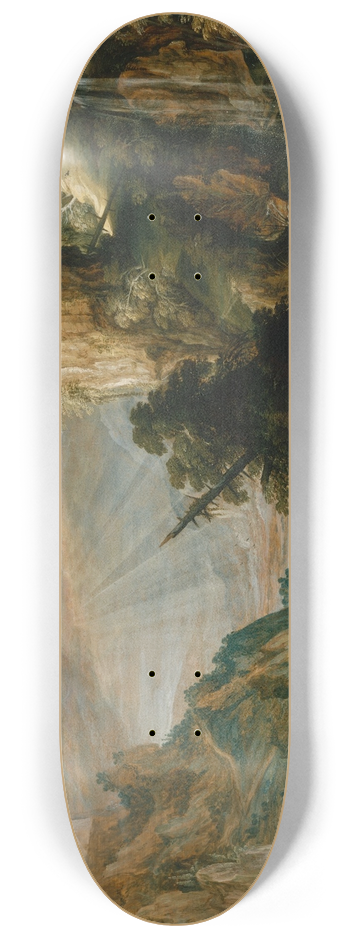 Kerstiaen de Keuninck - A Mountainous Landscape with a Waterfall 8.25 inch art skate deck
