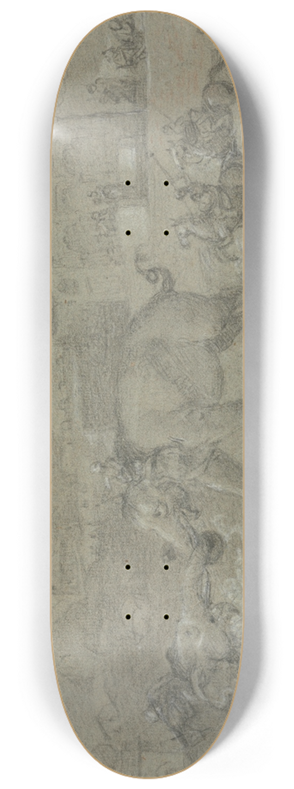 Johan Joseph Zoffany - Elephants Fighting 8.25 inch art skate deck