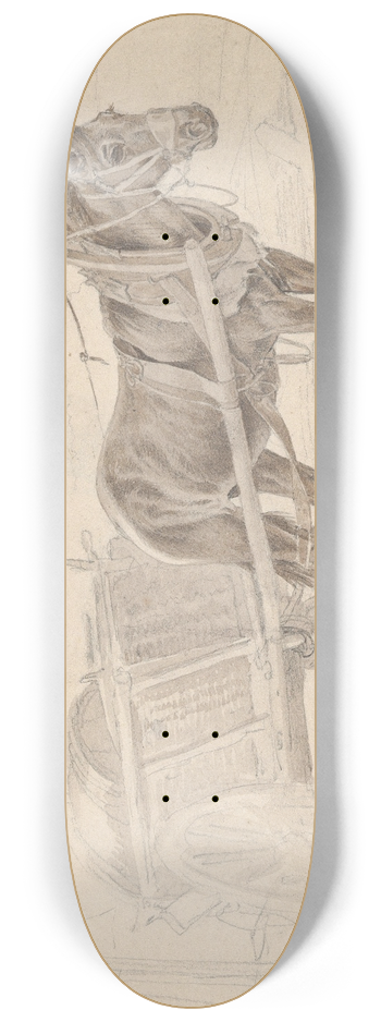 Johann Adam Klein - A Cart Drawn by a Brown Horse Near a Lamp Pole 8.25 inch art skate deck