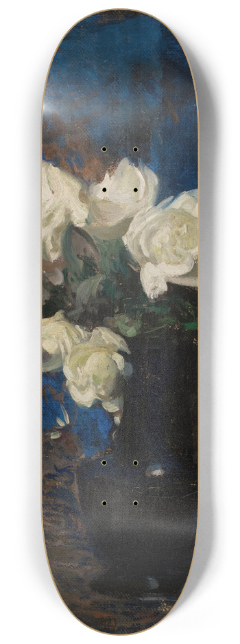 Leon Wyczkowski - White Roses 8.25 inch art skate deck
