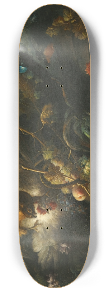 Johann Baptist Drechsler - A Forest Floor Still Life With Poultry Attacked By A Hawk 8.25 inch art skate deck