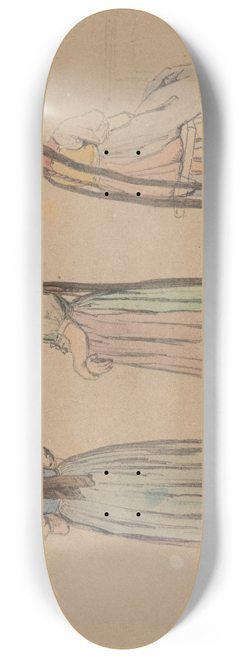 Johann Baptist Kirner - Drei Figurenstudien einer Buerin in Triberger Tracht 8.25 inch art skate deck