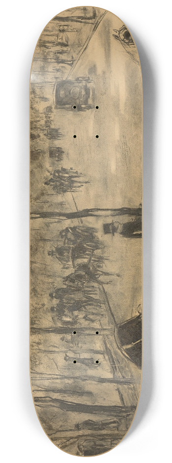 Lesser Ury - Allee im Tiergarten mit Kutschen 8.25 inch art skate deck