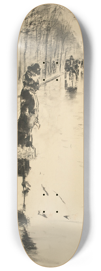 Lesser Ury - Straenszene im Berliner Tiergarten mit Dame 8.25 inch art skate deck