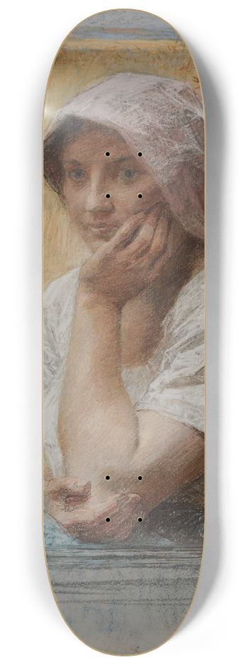 Lon Augustin Lhermitte - La moissonneuse au repos 8.25 inch art skate deck
