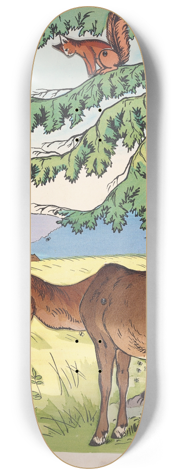 Lothar Meggendorfer - The deer and the squirrel 8.25 inch art skate deck
