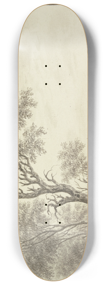 Johann Caspar Zehender - Baumgruppe an einem Fluufer, im Hintergrund ein Dorf 8.25 inch art skate deck
