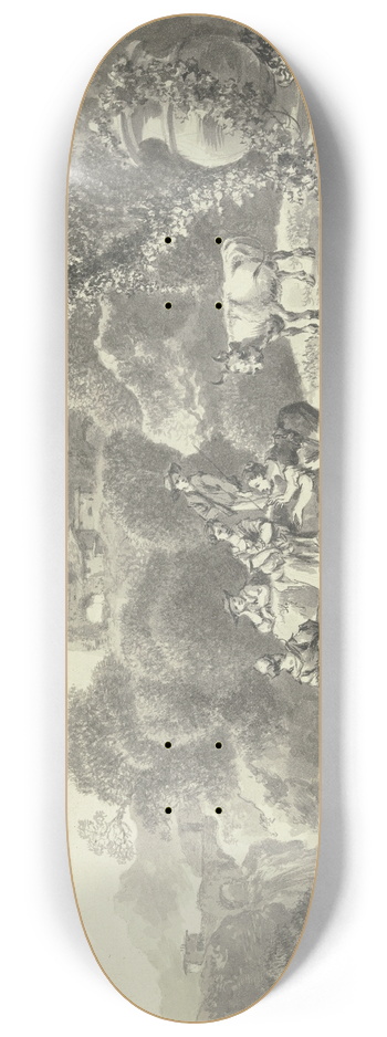 Johann Christian Klengel - Bewaldete Hgellandschaft mit antikem Rundtempel 8.25 inch art skate deck