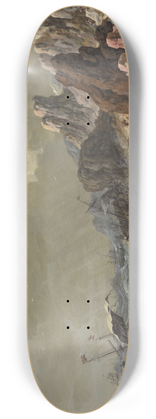 Johann Christoph Dietzsch - Storm-Tossed Ships Wrecked on a Rocky Coast 8.25 inch art skate deck