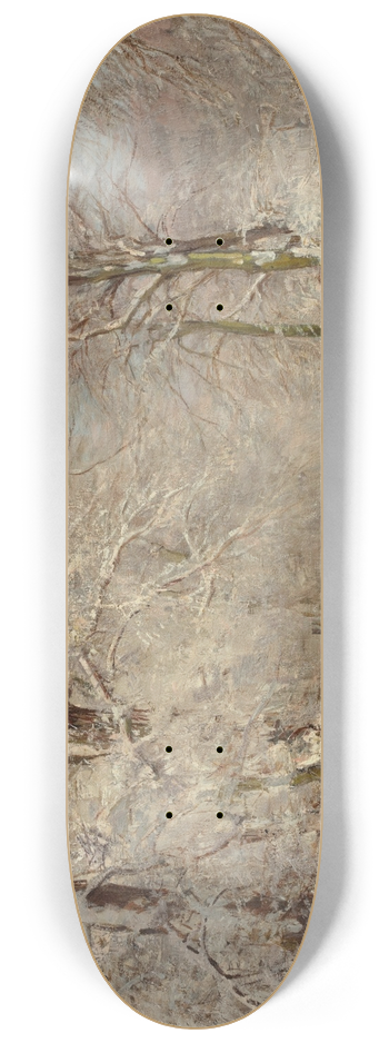 Louis Apol - A snow covered path in winter 8.25 inch art skate deck