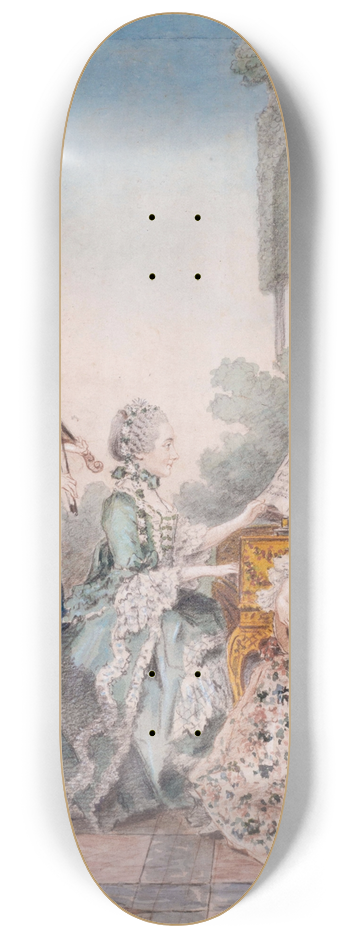 Louis Carrogis Carmontelle - Les trois filles du compositeur Royer 8.25 inch art skate deck