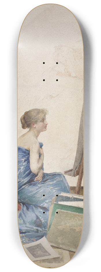Louis Emile Adan - A Painters Studio with a Model Wrapped in Japanese Silk 8.25 inch art skate deck