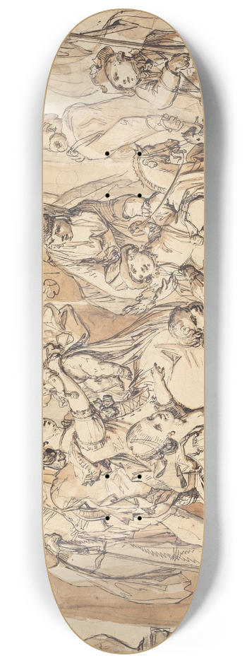 Johann Eleazar Schenau - The Happy Family with Children Playing 8.25 inch art skate deck