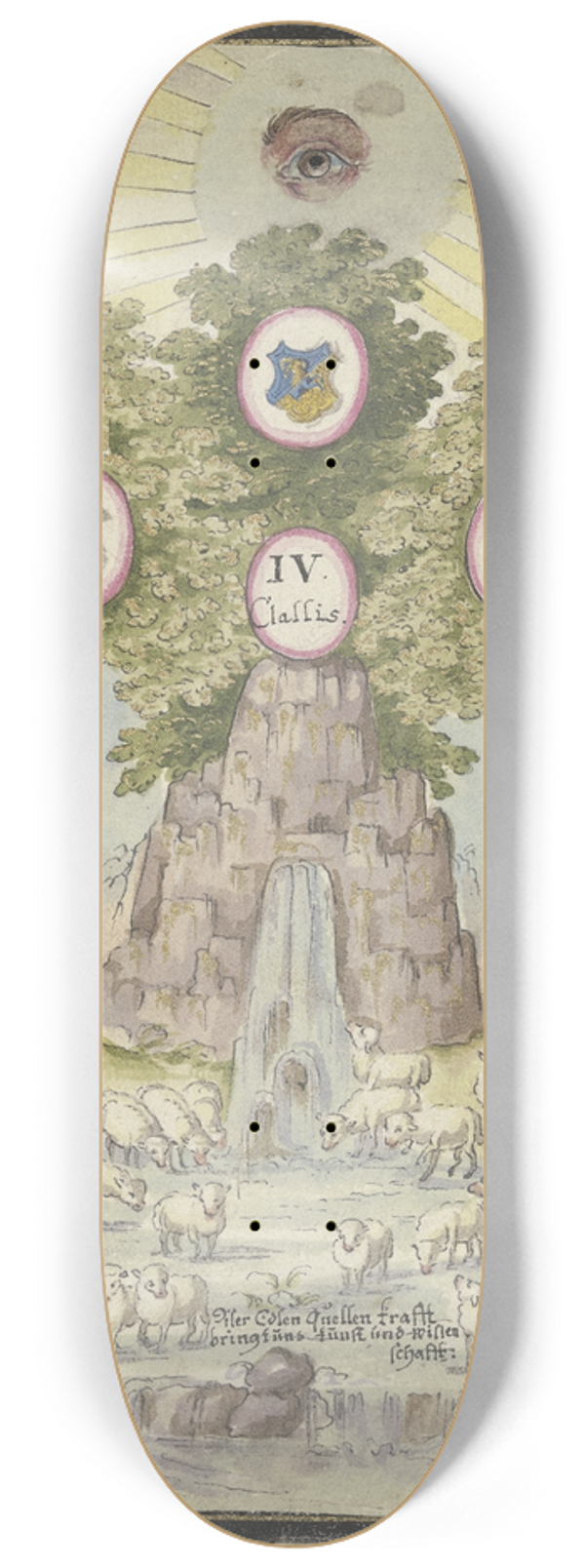 Johann Esaias Nilson - Felsenquelle unter einer Baumgruppe 8.25 inch art skate deck