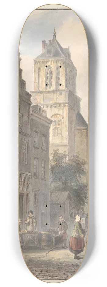 Johannes Bosboom - Gezicht op het stadhuis van Delft 8.25 inch art skate deck