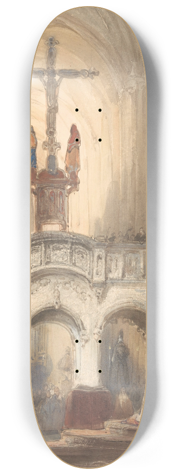 Johannes Bosboom - Kerkinterieur met mis 8.25 inch art skate deck