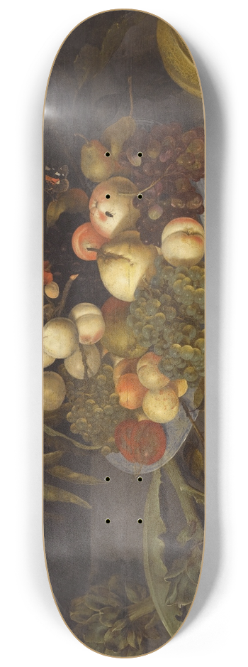 Johannes Bosschaert - Still Life With Apples, Pears, Grapes And Other Fruits In AChinese Porcelain Bowl On A Ledge Alongside A Melon 8.25 inch art skate deck