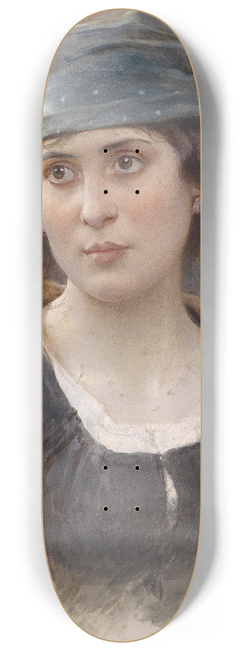 Ludwig Johann Passini - Mdchen mit grnem Kopftuch 8.25 inch art skate deck