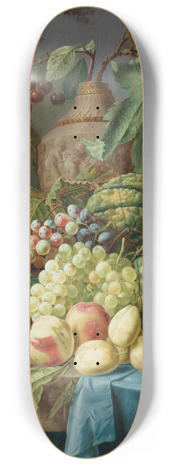 Johannes Hendrik Fredriks - Still Life With Fruit On A Stone Table 8.25 inch art skate deck