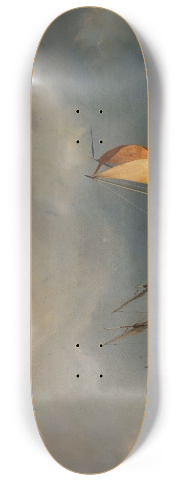 Johannes Hermanus Barend Koekkoek - Sail boats on the sea 8.25 inch art skate deck