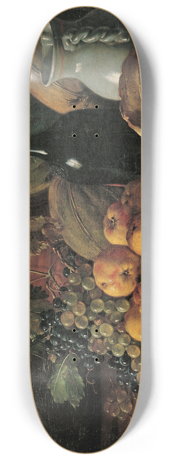 Luis Melndez - Still Life with Apples, Grapes, Melons, Bread, Jug and Bottle 8.25 inch art skate deck