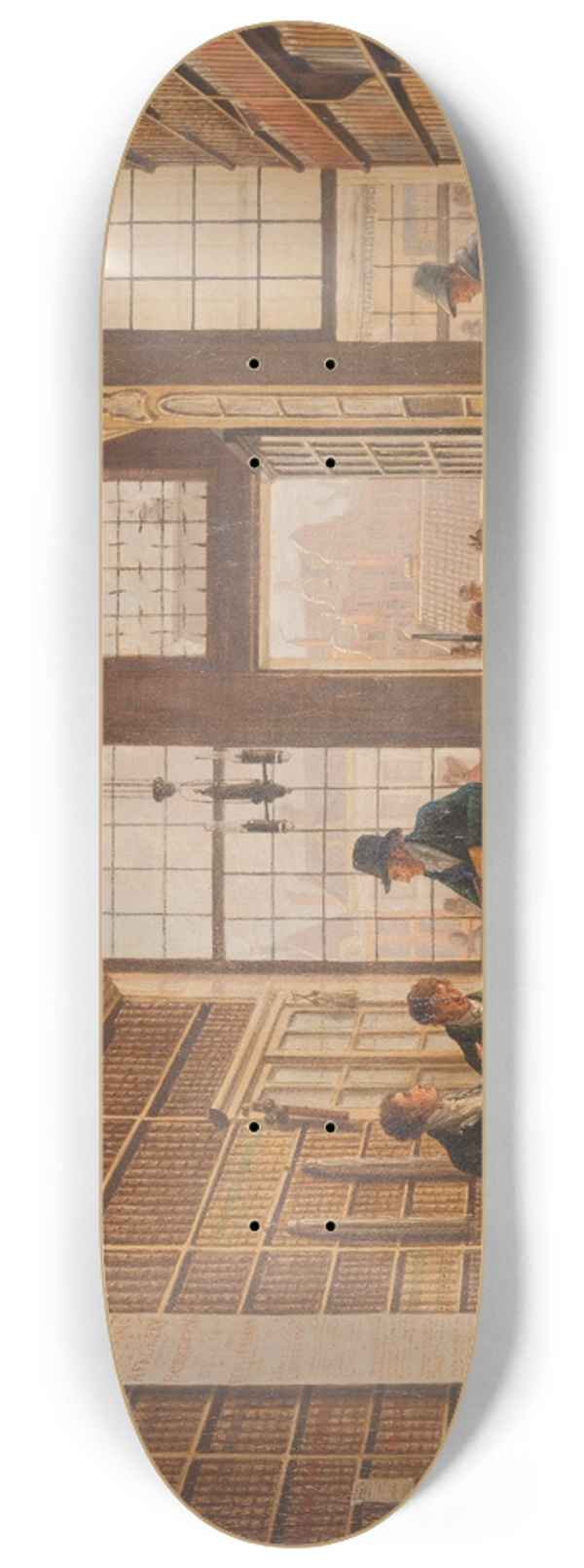 Johannes Jelgerhuis - The Shop of the Bookdealer Pieter Meijer Warnars on the Vijgendam in Amsterdam 8.25 inch art skate deck