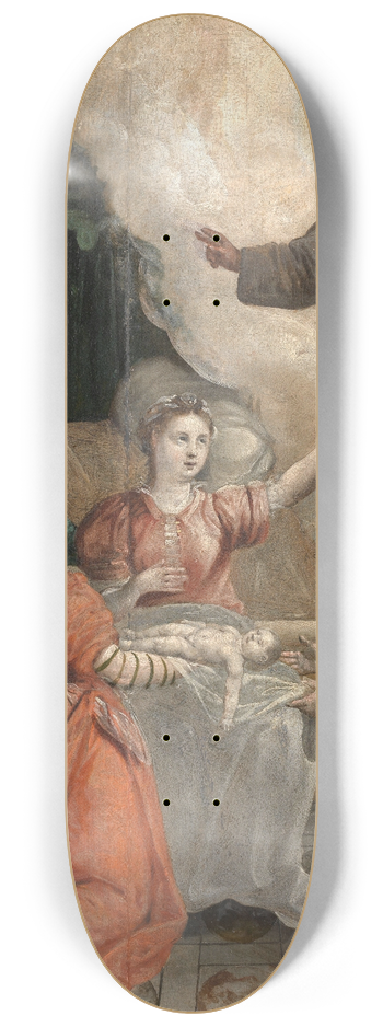 Maerten De Vos - Saint Didacus Helps with a Difficult Birth 8.25 inch art skate deck