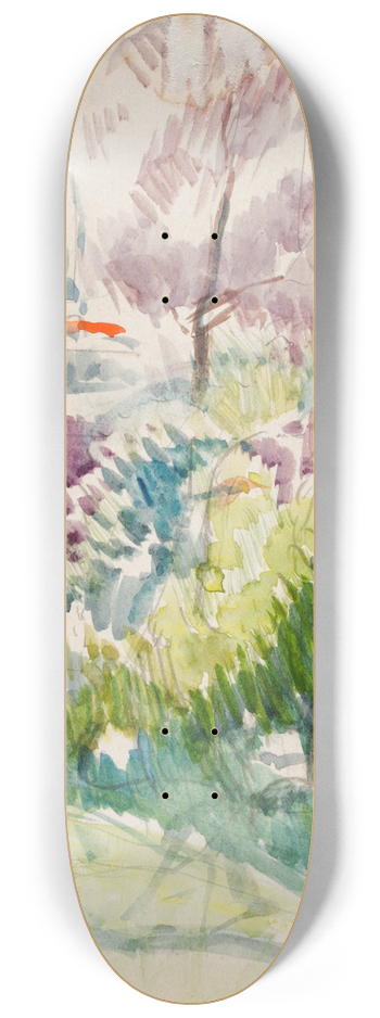 Magnus Enckell - Maisema, pensaita, puita ja torni, luonnos 8.25 inch art skate deck