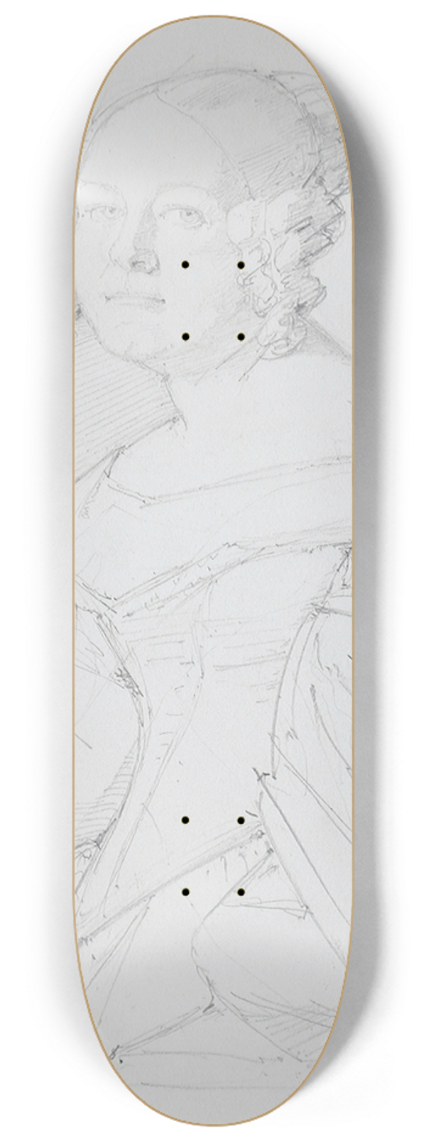 Johannes Samuel Otto - Portrait of a Woman 8.25 inch art skate deck