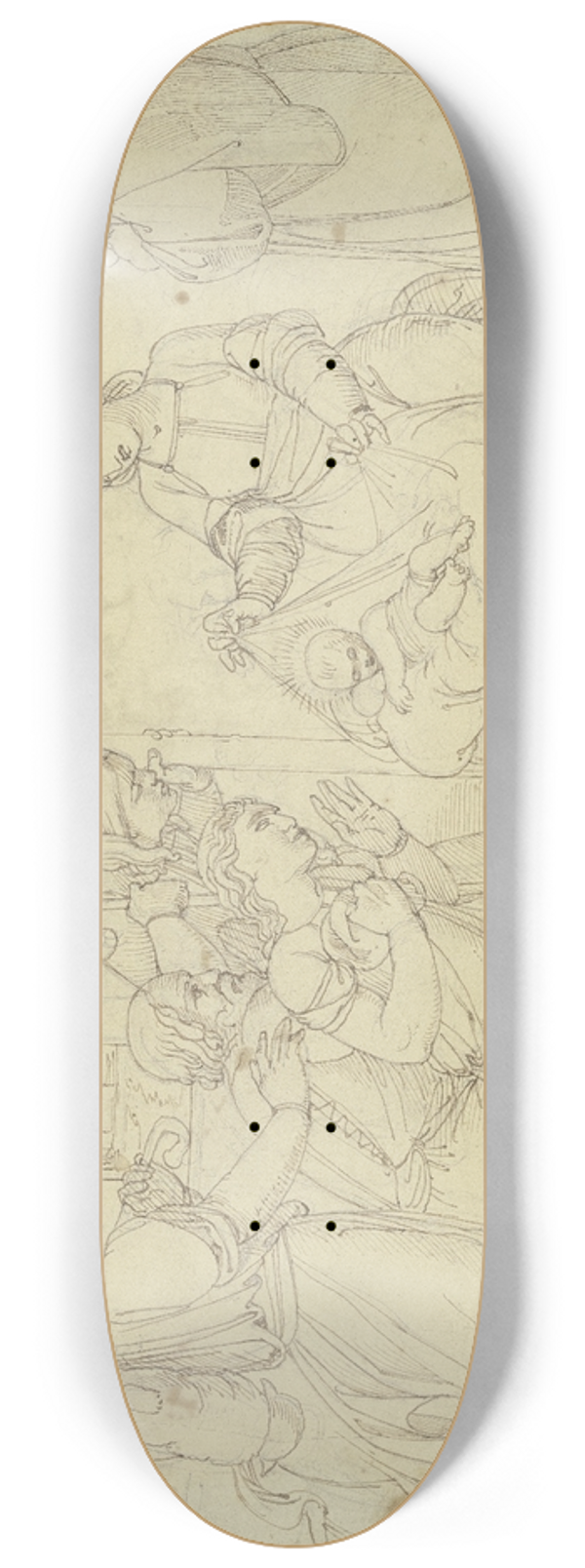 Johann Evangelist Scheffer von Leonhardshoff - Adoration of the shepherds 8.25 inch art skate deck