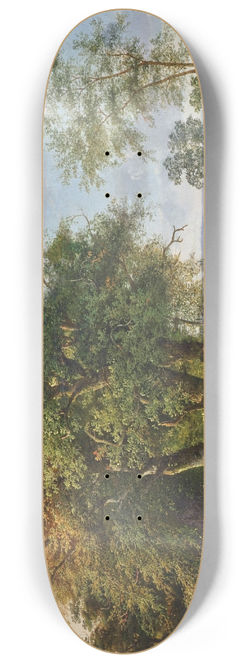 Marinus Adrianus Koekkoek - Travellers resting by a woodland path 8.25 inch art skate deck