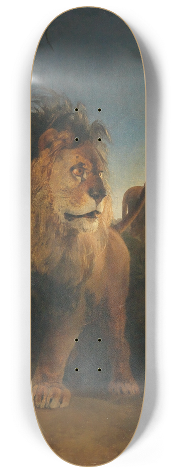 Johann Fischbach - Pair of Lions on a Moonlit Night 8.25 inch art skate deck