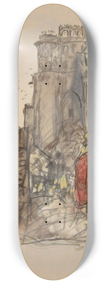 Marius Bauer - Straat met figuren 8.25 inch art skate deck