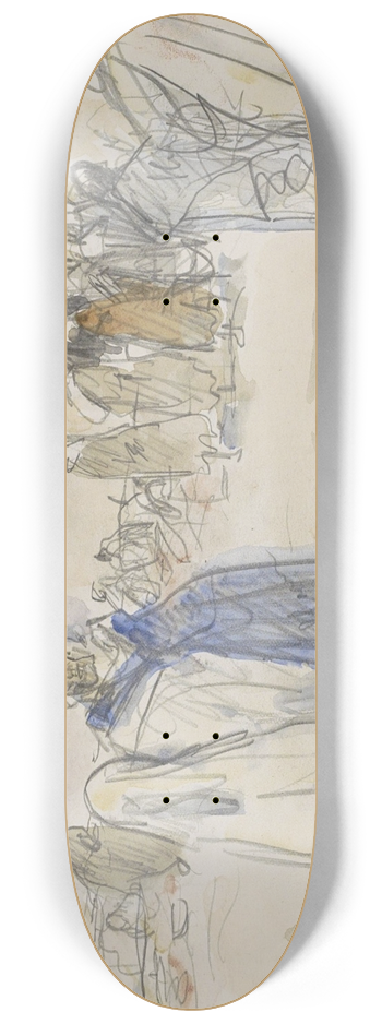 Marius Bauer - Straat met figuren bij een huis 8.25 inch art skate deck