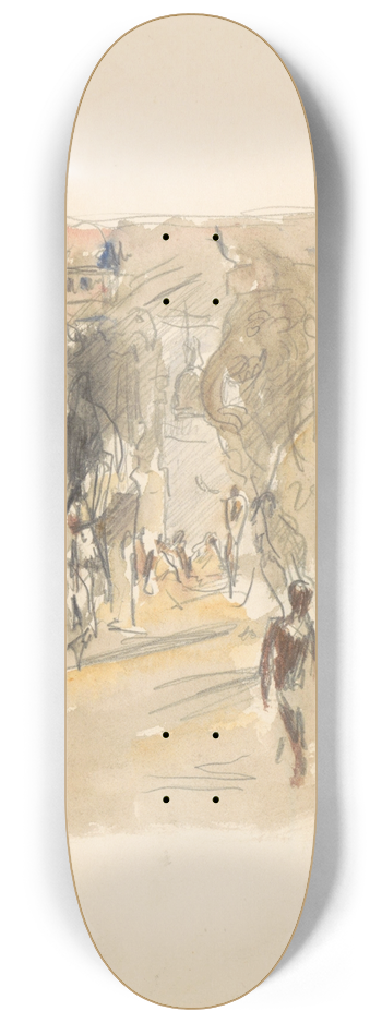 Marius Bauer - Straat met figuren in Ceylon 8.25 inch art skate deck