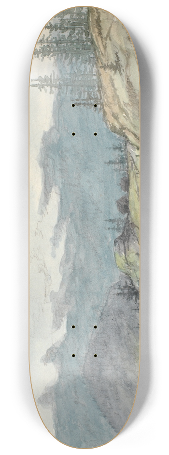 Martinus Rrbye - Lake Landscape with a Rowing Boat. The Fiord Krderen, Norway 8.25 inch art skate deck