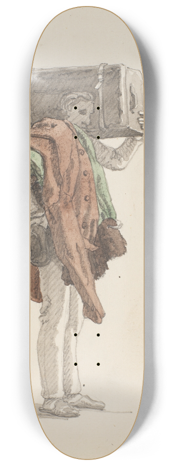 Martinus Rrbye - Stende mand der brer p en overfrakke og en kuffert 8.25 inch art skate deck