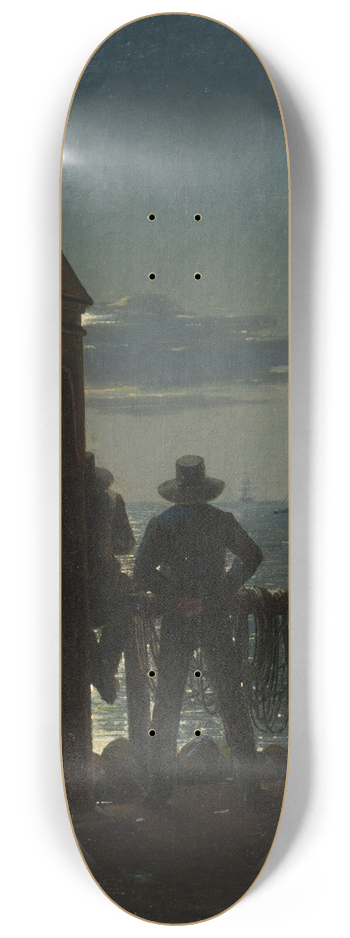 Martinus Rrbye - View from the Citadel Ramparts in Copenhagen by Moonlight 8.25 inch art skate deck