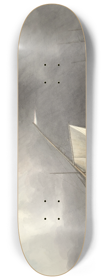 Martinus Schouman - Twee zeilschepen op woelige zee 8.25 inch art skate deck
