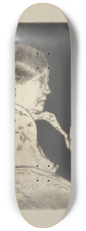 Mary Cassatt - Mrs. Cassatt knitting, profile view 8.25 inch art skate deck