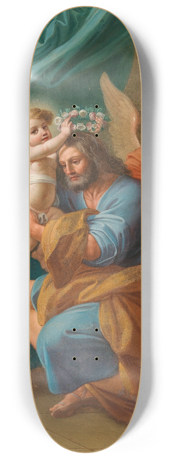 Mattia de Mare - The Christ Child crowning Saint Joseph with Angels behind 8.25 inch art skate deck