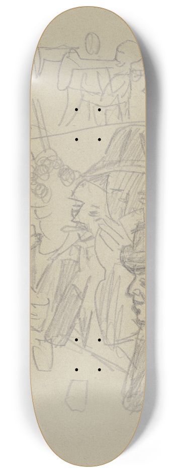 Max Beckmann - Mnner an einem Tisch mit Glsern, im Hintergrund eine Musikkapelle 8.25 inch art skate deck