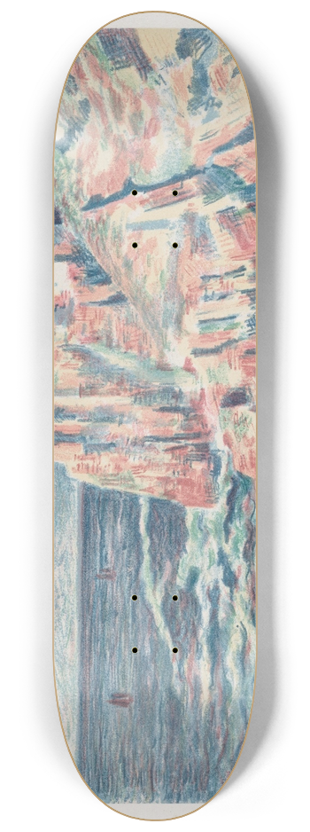 Maximilien Luce - The Sea at Camaret, The Red Rocks 8.25 inch art skate deck
