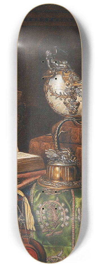 Max Schdl - Still Life With Nautilus Goblet And Books 8.25 inch art skate deck