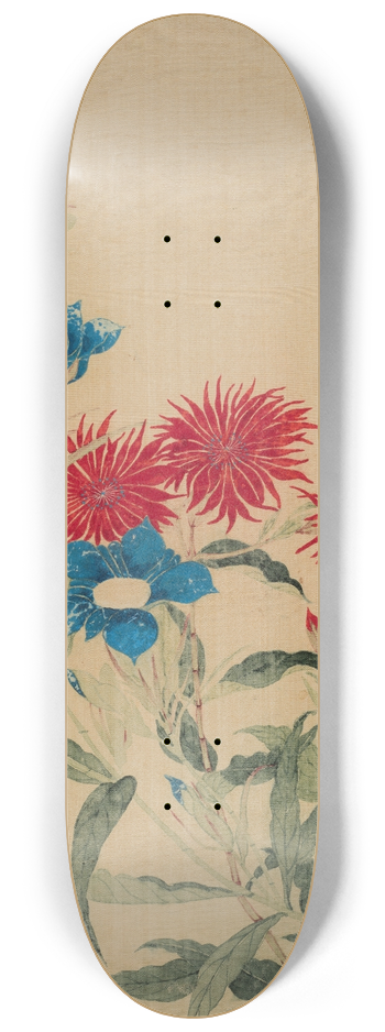 Ma Yuanyu - Blue Gentiana and Red Lychnis 8.25 inch art skate deck