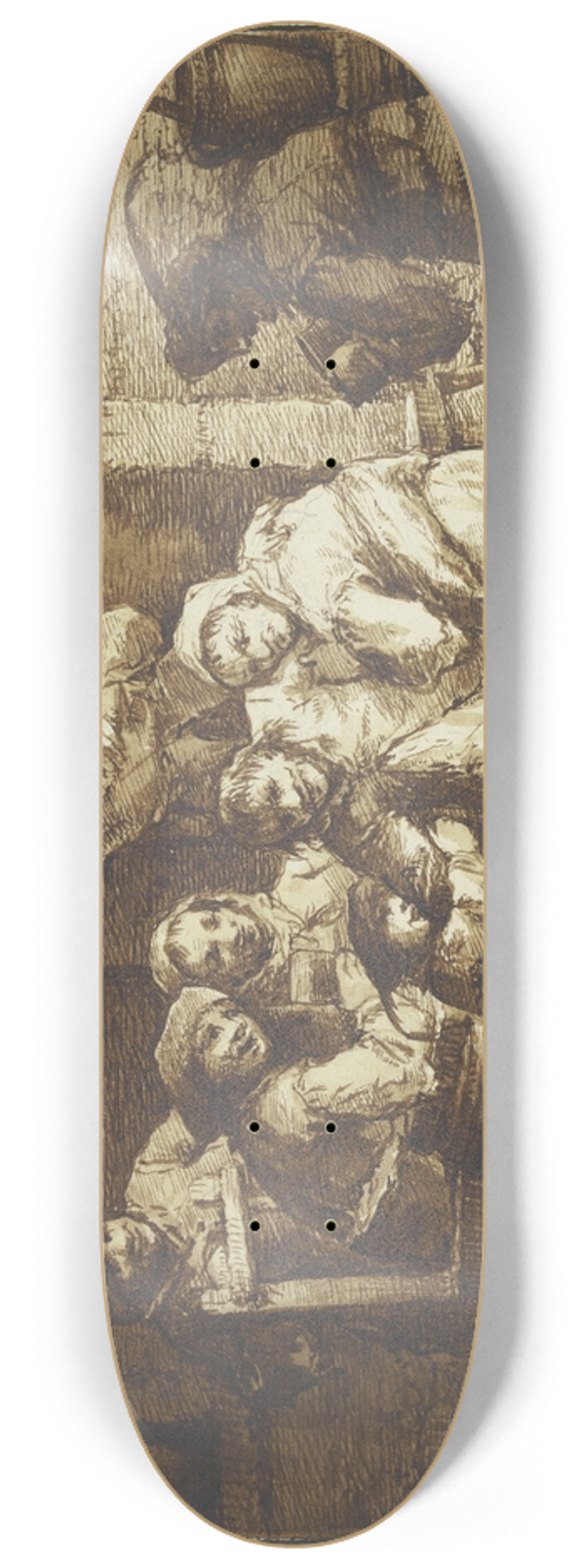 Johann Georg Trautmann - Wirtshausszene mit betrunkenem Mann 8.25 inch art skate deck