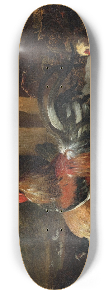 Melchior d'Hondecoeter - A Poultry Yard 8.25 inch art skate deck