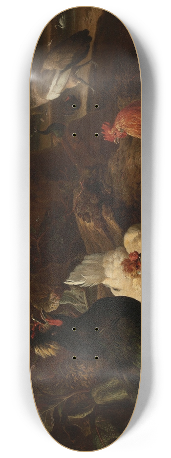 Melchior d'Hondecoeter - Birds in a Park 8.25 inch art skate deck