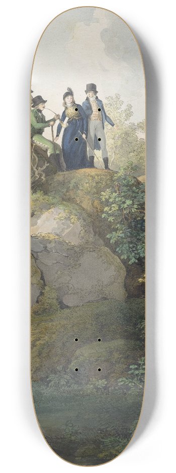 Johann Georg von Dillis - A Royal Party Admiring the Sunset atop the Hesselberg Mountain 8.25 inch art skate deck